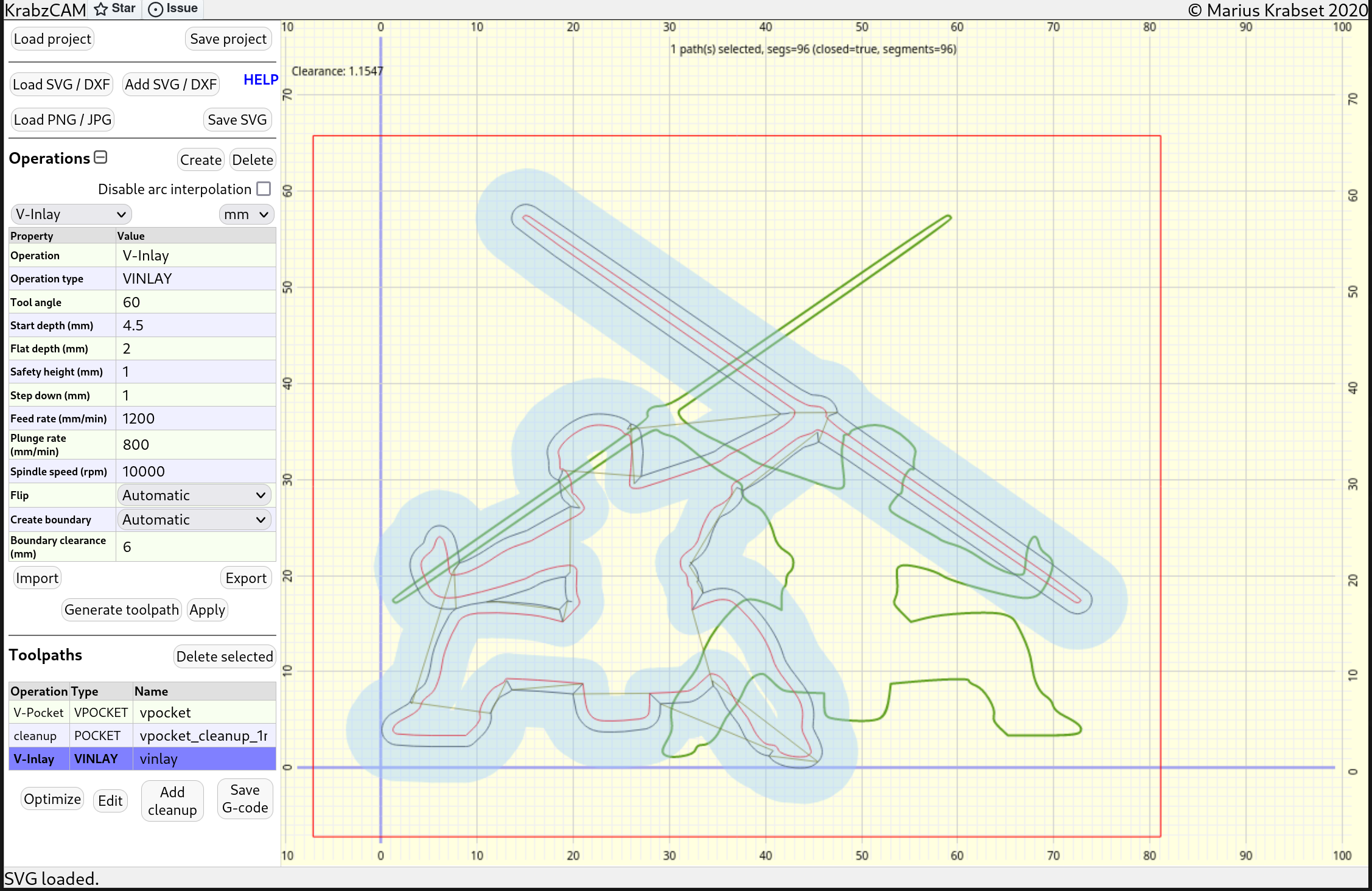 vinlay toolpath